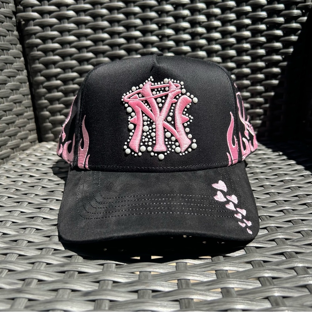 thirty-one Black Baseball Cap with Pink Embellished NY Logo